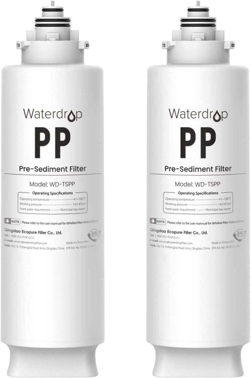 Waterdrop فلتر مياه تحت الحوض TSPP، استبدال TSU-W نظام فلترة مياه تحت الحوض ثلاثي المراحل، عبوة 2 - Image 1